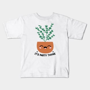 It's Party Thyme -  Kawaii Plant Herb Puns Kids T-Shirt